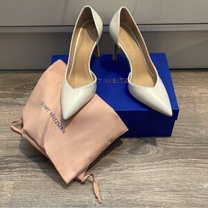 Stuart Weitzman Avenue 95 Pump Cream Pointed Toe Heels